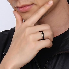 HXNIBATSAR 6mm 8mm Black/Gold/Silver/Purple Classic Tungsten Carbide Wedding Band Ring For Men Womem Matte Brushed Finish Comfort Fit Size 5-12 (6mm-Black Gold, 7.5)