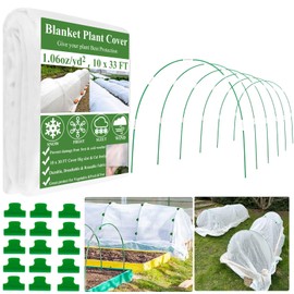 WYRJXYB 10x33FT Plant Covers Freeze Protection Kit, Garden Hoops Kit for Winter, Frost Cloths Plant Blanket Floating Row Cover for Winter Outdoor, Greenhouse Garden Hoop for Raised Bed Snow Protection