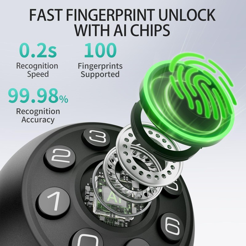 Fingerprint Door Lock Biometric Keypad Smart Door Knob | Bedroom