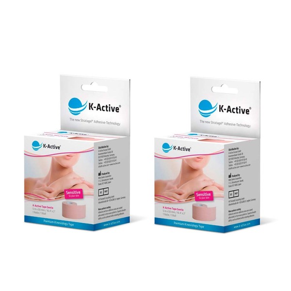 K-Active Kinesiology Tape Gentle with Stra Dinner Glue Technology for Sensitive Skin, 50 mm x 5 m, , ,