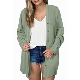 Eytino Plus Size Cardigan for Women Casual Long Sleeve Button Up Clouthes Casual Fashion Fall Cardigan Sweaters,5X Green
