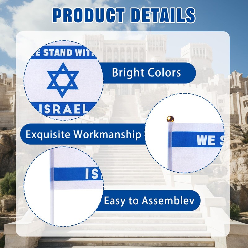 20 Pack Handheld Israel Flags, 5x8 Inch Small Mini Israeli