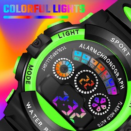 Kids Watch Boys Colorful Backlight Resin Band Watch for Children Toddlers Digital Chronograph Waterproof Alarm Colck Montre Enfant Garcon