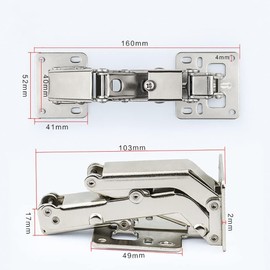 WANLIAN 170 Degree Hinges Frameless Cabinet Door Hinges Hidden Hydraulic Adjustable Mounting Hinges Soft Closing Stainless Steel Buffer Damping Wardrobe (2 Pairs of Cabinet Hinges)
