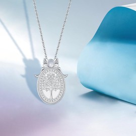 Tree of Life Necklace, Sterling Silver 925, Tree of Life Pendant Chain for Women, Tree of Life Jewellery, Gifts for Women, Girls, Mum, Sterling Silver, Moonstone