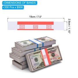 PATIKIL Currency Ribbon Bundles 330 Packages Red Dollars 500 Self Sealing Cash Ribbons Sleeves Money Banknotes Envelopes for Dollars