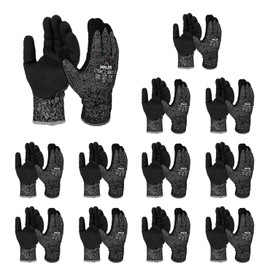 Malta Dynamics Safety Gloves, 12 Pack Insulated Work Gloves Cut Level 4, OSHA/ANSI Compliant, XLarge