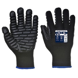 Portwest Anti-Vibration Glove, XX-Large, Black
