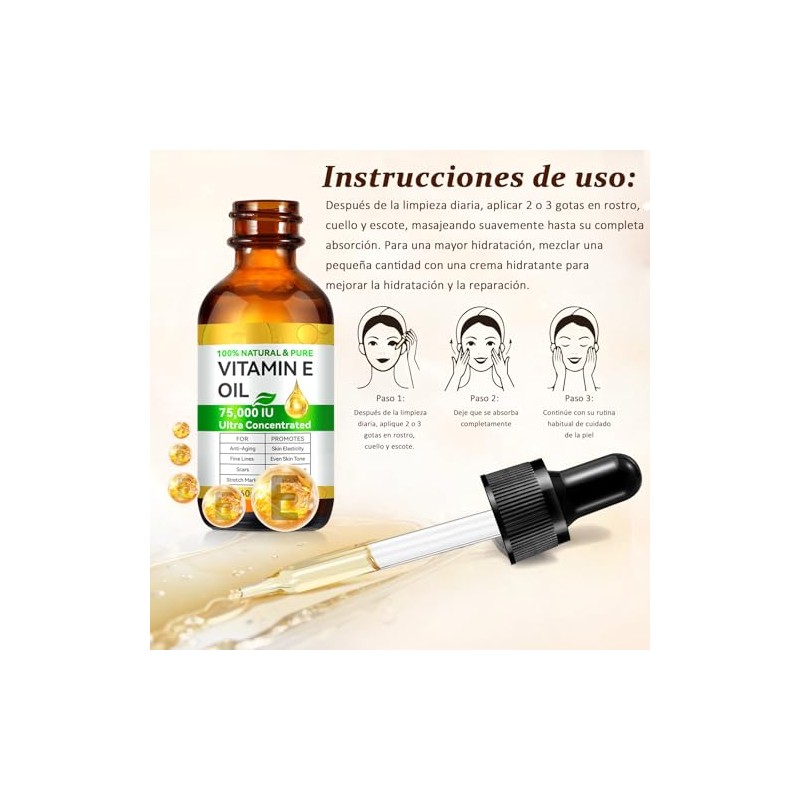 Aceite de Vitamina E Oil,Aceite de Vitamina E Puro 75,000