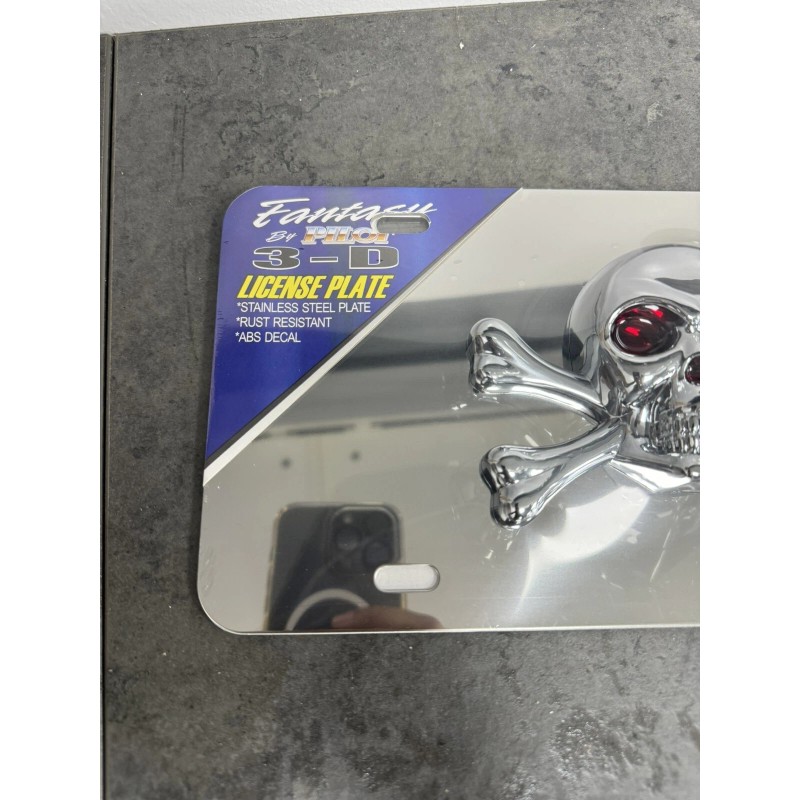 PILOT 3D Red Eyes Skull license plate Stainless Steel rust
