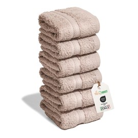 nice homeit - Set of 6 Flannels 30 x 30 cm - Mini Hand Towels for Face and Guests 100% Cotton Soft Absorbent Washable - for Bathroom, Kitchen, Makeup and Travel - Made in Italy (Rose)