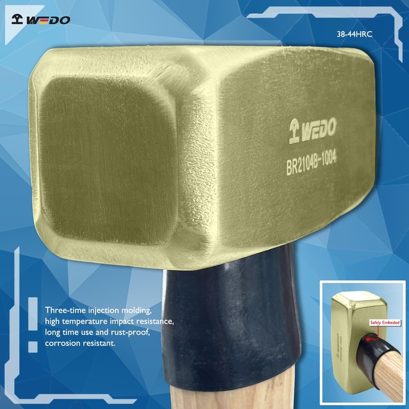 WEDO Brass Sledge Hammer 4.5 lb, Club Hammer with Wooden