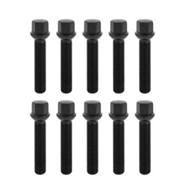 TUCKBOLD M14x1.5mm Ball Seat Wheel Lug Bolt for Volkswagen 19mm Hex 65mm Shank Length Sturdy | Extended Bolts Black 10 Pcs