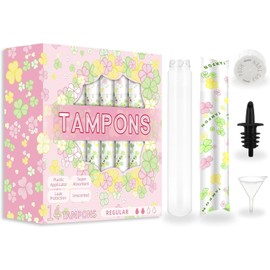 JUSONEY 14 Pack Tampon Flasks (21oz Total) Hidden Flasks for Liquor, Hidden Alcohol Container for Cruises,Nightclubs and Sports Events, Leakproof, Discreet & Easy Fill with Funnel