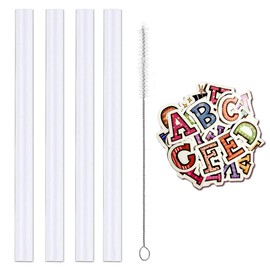 Miracredo 4 PCS Replacement Straws for CamelBak Eddy+ 20oz Stainless Steel Water Bottles, Easy to Clean, Plastic Straws for Camelbak Straw, Included Straw Cleaner Brush and Stickers