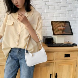 XUNXIANZHAO Everpertuk Women's Shoulder Bag, Retro Shoulder Bag, Leather Underarm Package, Women's Clutch Bag, Armpit Handbags, Shoulder Bag, Retro Totes Bags (White), White