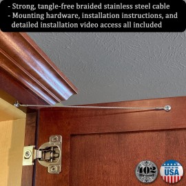 402 Brand Stainless Steel Cabinet Door Restraint Kit. Made in USA. Flexible Braided Cab...