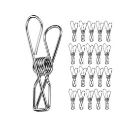 Clothespins Stainless Steel Clips, Pinch, Indoor, Laundry Dryer, Bathroom, Kitchen, Washroom, Storage Clip, Storage Accessories, Stylish, Miscellaneous Goods, Stainless Steel Pinch, Set of 20