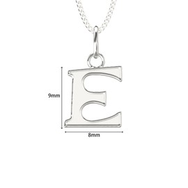 Aeon Jewellery Alphabet Initial Necklace - E | 925 Sterling Silver | Adjustable 16-18 Inch Silver Necklace | Polishing Cloth Included