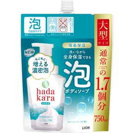 hadakara LION Body Soap, Foaming Type, Creamy Soap Scent, Moisturizing, Thicker Foam, Refill, Large Size, 25.4 fl oz (750 ml)