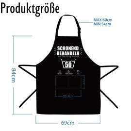 Sugeru Cooking Apron, Apron with 2 Pockets, Gifts 60th Birthday Men Women, Waterproof Kitchen Apron, Cooking Baking BBQ for Home, Restaurant, Adjustable Children's Apron, 50 years