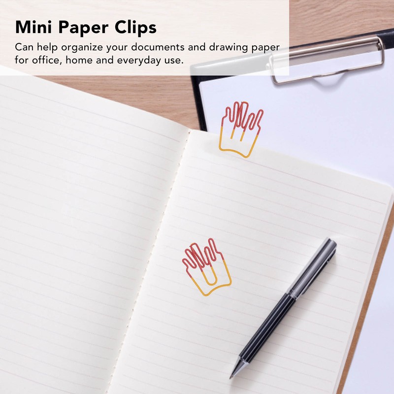 100Pcs Paper Clips Cute French Fries Shape Electroplating Process Lightweight