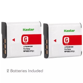 Kastar NP-BG1/FG1 Battery & Charger for Sony CyberShot DSC-H50 DSC-H55 DSC-H70 DSC-H90  - 2 Batteries