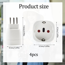 OMIGA Adaptor Switzerland Germany Pack of 4 Multiple Socket Euro Plug Adapter Travel Adapter for India Travel Adapters Type D EU to India Maldives Travel Adapter (White)