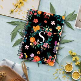 UntilPlan Hardcover Spiral Notebook Journal 5.7” x 8”, 120 Pages Journals for Women Men, A5 Print Ruled Notebooks, Cute Floral Letter Spiral Journal for Writing, Work, Business, School