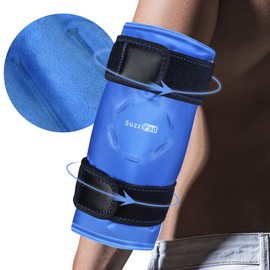 SuzziPad Elbow Ice Pack Wrap – Wearable Cold Compression Sleeve for Elbow & Forearm, Reusable Ice Pack for Tennis & Golf Recovery, Blue