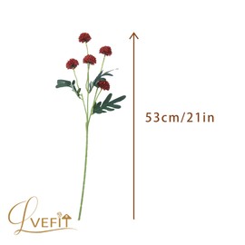 LVEFIT 10 Pcs Burnt Orange Kiku Flower Fake Mums Long Stem Flowers,Faux Kiku Flower Bulk,Silk Flowers Mini Chrysanthemum Floral Arrangements,Artificial Flowers Chrysanth Mini Fake Flower