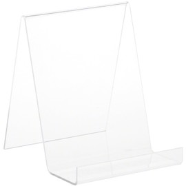 Plymor Clear Acrylic Flat Back Display Easel with 2.5" Box Ledge, 7.25" H x 6" W x 7" D (2 Pack)