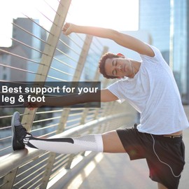 BLAZDEVE 3 Pairs Compression Stocks for Men Women, Knee-High Sport Support Stockings, Non-Slip Long Tube Socks, High Comfort Stockings for Sports, Running, Flight, Travel, Cycling (L/XL)