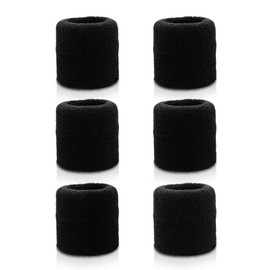 303 Athletics Power Sweatband - 6 Black Cotton Sweatbands for Wrists, Sweat Absorbing Fitness Sweatband for Boys and Girls for Any Sport: Football, Fitness, Basketball, Tennis