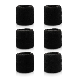 303 Athletics Power Sweatband - 6 Black Cotton Sweatbands for Wrists, Sweat Absorbing Fitness Sweatband for Boys and Girls for Any Sport: Football, Fitness, Basketball, Tennis