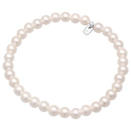 Kuzzoi Buddha Men's Stretch Bracelet Made of Shell Pearls Pearl Bracelet for Men with Element Made of 925 Sterling Silver Length 19 cm, Sterling Silver Nylon, Pearl