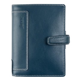 Filofax Holborn Organizer, Pocket Size, Blue - Full-Grain Buffalo Leather, Six Rings, Cotton Cream Week-to-View Calendar Diary, Multilingual, 2025 (C025610-25)
