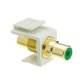 Gold Plated RCA Female to RCA Female, Green RCA Coupler Adapter with White Keystone Insert, Green RCA Jack Connector for Audio/Video, CableWholesale