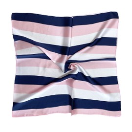 CT COTIM COYIN Silk Feeling Square Satin Head Scarf, Neck Scarves Kerchief for Women Ladies Girls, 19.7"x19.7" (50x50cm), Blue and Pink Stripe