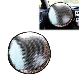 Flygun 1 PC Car Steering Wheel Sunshade, Polyester Cloth-Wrapped Steering Wheel All-Inclusive Reflective Sun Protection Heat Shield, Decorative Accessories, Suitable for Cars, Trucks, SUVs (Silver)
