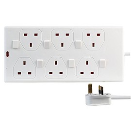 Pro Elec PEL00029 6 Way Individually Switched Extension Lead, 2 m, White