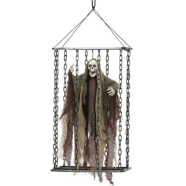 NET TOYS Halloween Decoration Grim Reaper in Cage - Black