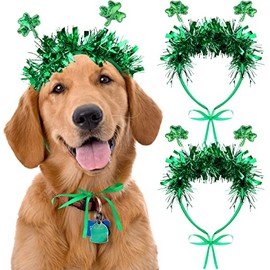 Green Shamrock Dog Headband 2 Pieces Irish Dog Outfits for Small Dogs St Patricks Day Accessories St Patricks Day Headband PET Shamrock Headband
