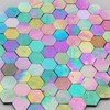 AONUOAO 100 pcs Hexagon Iridescence Stained Glass Pieces Mosaics for