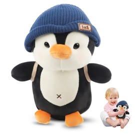 JWTRSVTY 23 cm Penguin Soft Toy, Plush Toy, Penguin Fluffy Stuffed Toy, Cuddly Toy, Penguin Plush Toy, Children, Pudgy Penguins Plush with Hat, Cartoon Animal Plush Toy for Girls and Boys