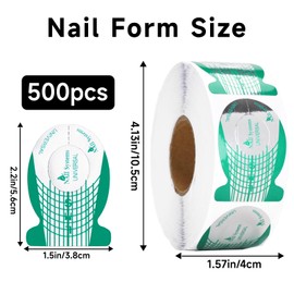 G2PLUS Nail Forms for Gel Builder, 500PCS Nail Extension Forms, Long Length Reusable Tip Shape Guide Stickers for DIY and Home Use Salon Supplies