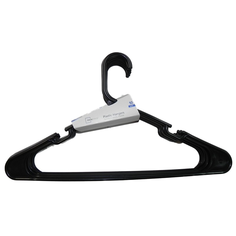 Mainstay 10-Pack Black Plastic Hangers