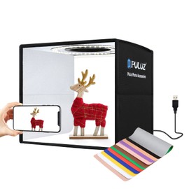 PULUZ Small Simple Studio 9.8 inches (25 cm), Simple Shooting Box, Circular LED, Stepless Dimming, Foldable Photography Kit, Table Photography Box, For Small Photography, Home Photography, Tabletop