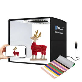 PULUZ Small Simple Studio 9.8 inches (25 cm), Simple Shooting Box, Circular LED, Stepless Dimming, Foldable Photography Kit, Table Photography Box, For Small Photography, Home Photography, Tabletop