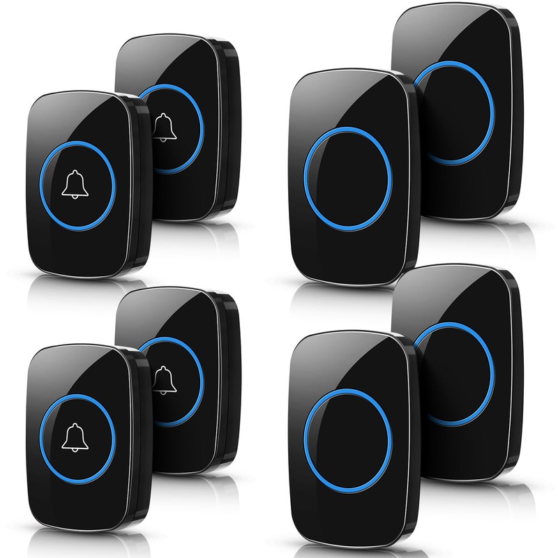 Fabbay 8 Wireless Doorbell, Waterproof Door Bell Button Kit 4